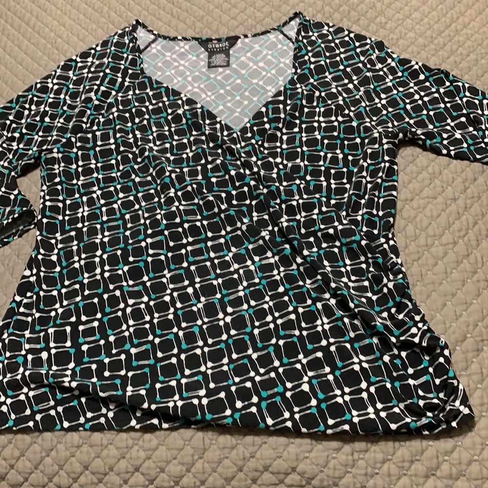 George Stretch Ladies Black/White/Teal Top XL-16/18